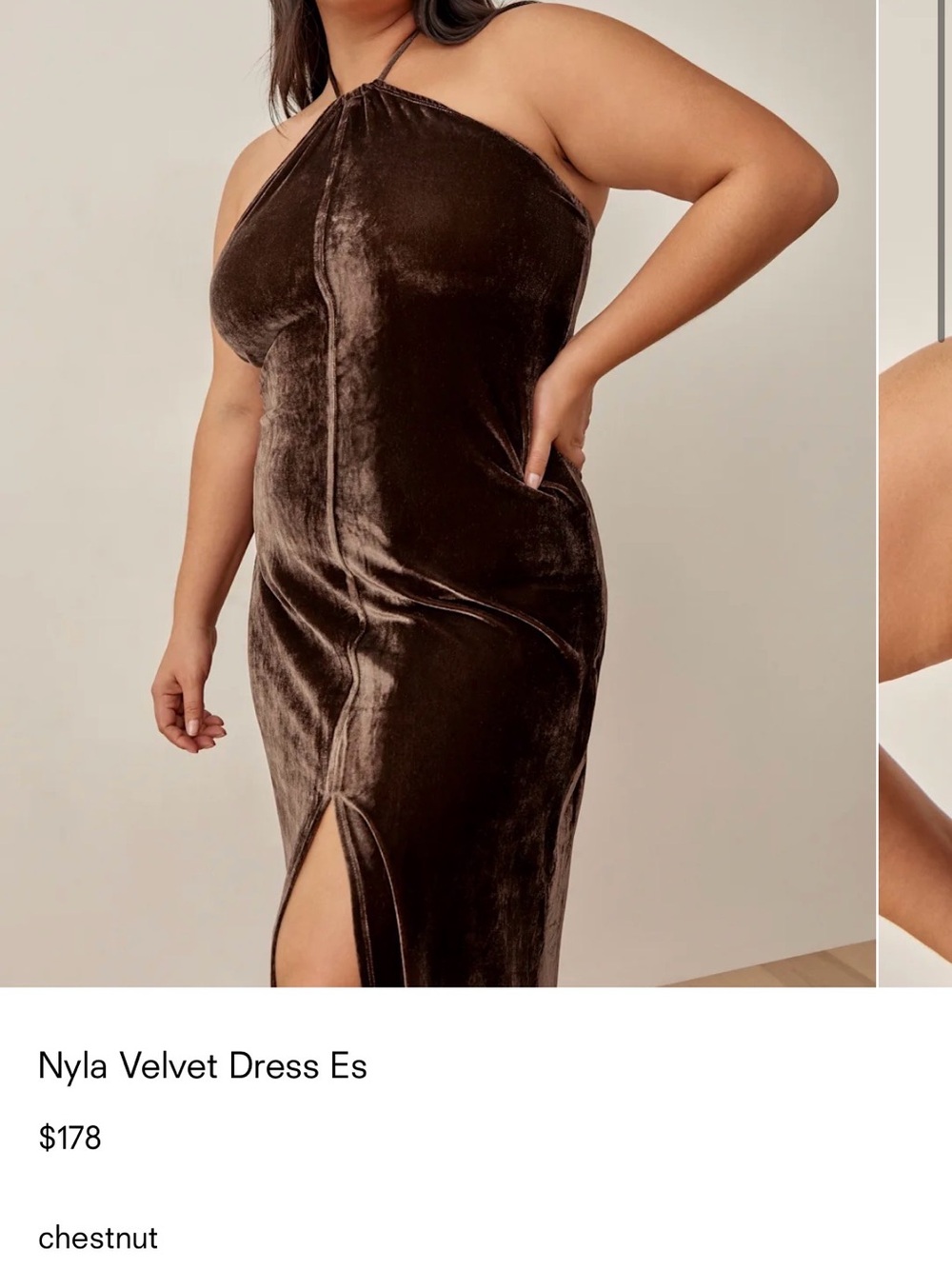 Reformation Nyla Velvet Dress Es Chestnut - Size 2X